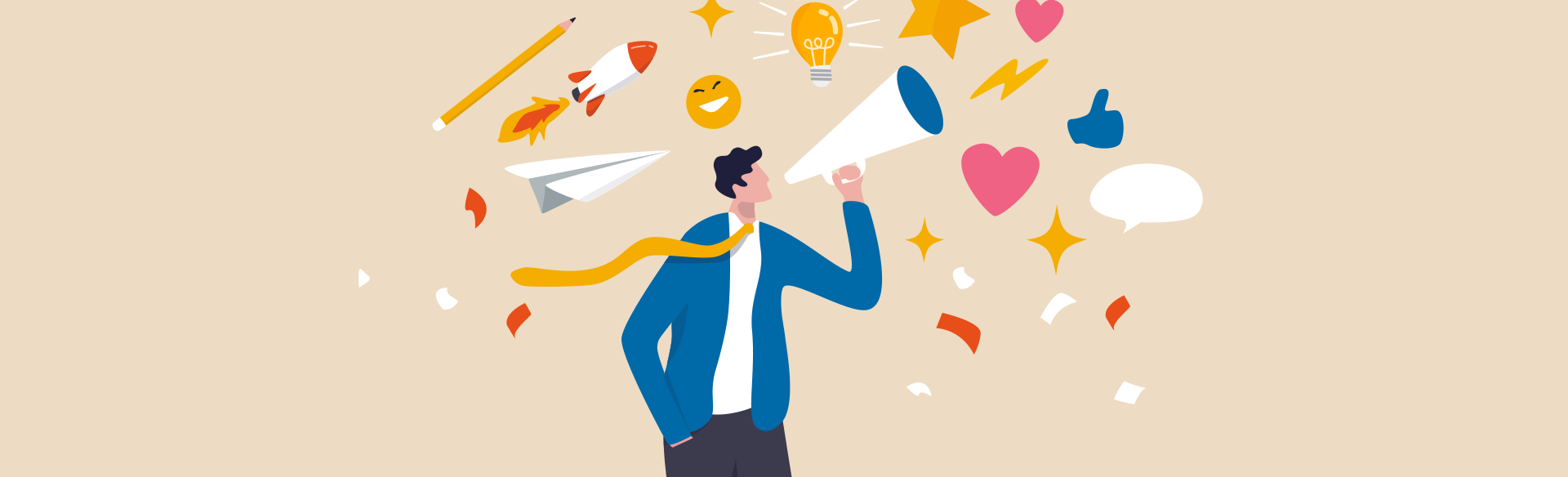 Storytelling image illustrating communication and idea sharing, formatted in a unique aspect ratio.